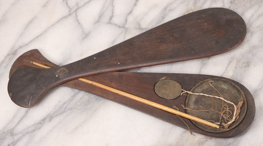 Lot 043 - Antique Chinese Steelyard Style Balancing Scale, Opium Scale, In Original Wooden Case, Note Bone Beam Is Broken In Half
