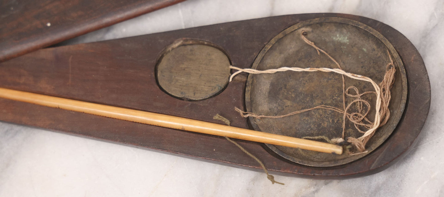 Lot 043 - Antique Chinese Steelyard Style Balancing Scale, Opium Scale, In Original Wooden Case, Note Bone Beam Is Broken In Half