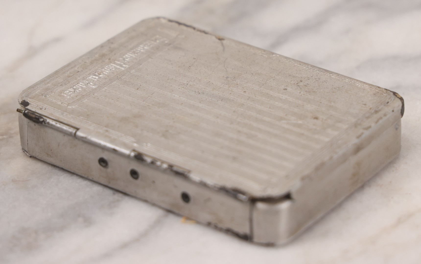 Lot 046 - Antique French Tin “Emergency Medical Pocket” By Fraisse Laboratories, Paris, With Five Glass Ampules, Pill Vial, And Original Paper Inserts