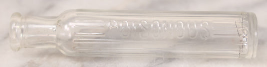 Lot 055 - Antique Narrow Clear Glass Poison Bottle With Embossed Lettering “Poisonous,” Vertical Poison Ribs, 4-1/2" H