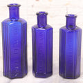 Lot 065 - Grouping Of Three Antique Cobalt Blue Glass Poison Bottles With Embossed Lettering “Not To Be Taken,” Hexagonal Form With Vertical Poison Ribs, Two 2Oz And One 3Oz, 3Oz Marked Y.C. Co.