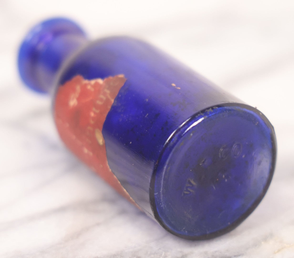 Lot 066 - Grouping Of Three Antique Cobalt Blue Glass Poison Bottles, Including Embossed “Poison” With Horizontal Ribs, Embossed “Wyeth Poison” Without Ribs, And Whitall Tatum Co. Bottle With Partial Paper Label