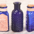 Lot 067 - Grouping Of Three Antique Small Cobalt Blue Glass Poison Bottles, Including Crosshatch Poison Ribbed And Two Triangular “Antiseptic Triloids” Bottles By William R. Warner & Co. Inc., New York & St. Louis, With Paper Labels