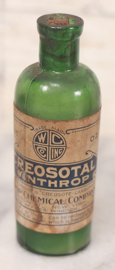 Lot 071 - Grouping Of Six Antique And Vintage Bottles Including Camphorated Oil From Small's Pharmacy, Stonington, Maine, Oil Of Bergamot From Bixby & Co., Montpelier, Vermont, Wright Blood Stain From Hartman Leddon Co., Philadelphia, And Others