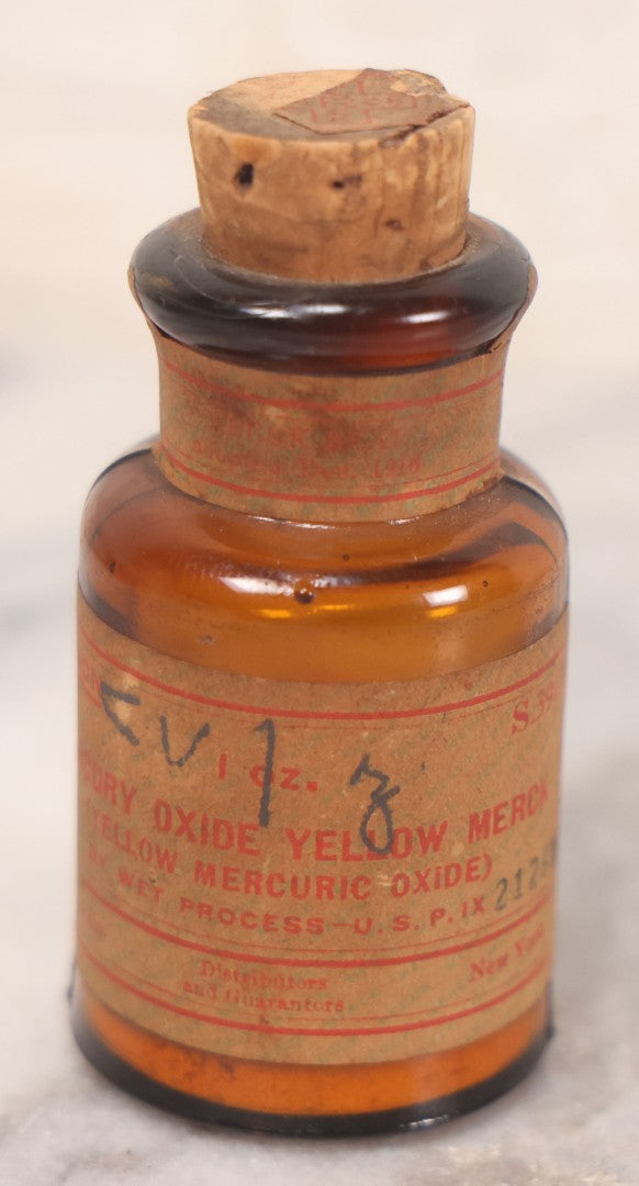 Lot 071 - Grouping Of Six Antique And Vintage Bottles Including Camphorated Oil From Small's Pharmacy, Stonington, Maine, Oil Of Bergamot From Bixby & Co., Montpelier, Vermont, Wright Blood Stain From Hartman Leddon Co., Philadelphia, And Others