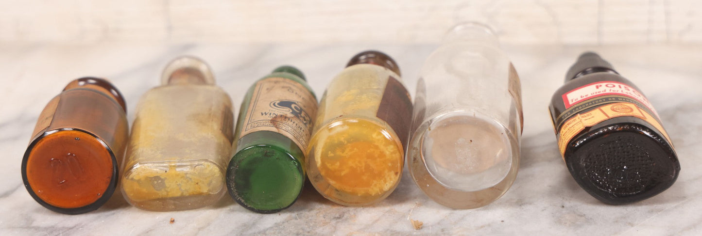 Lot 071 - Grouping Of Six Antique And Vintage Bottles Including Camphorated Oil From Small's Pharmacy, Stonington, Maine, Oil Of Bergamot From Bixby & Co., Montpelier, Vermont, Wright Blood Stain From Hartman Leddon Co., Philadelphia, And Others