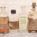 Lot 072 - Grouping Of Six Antique Bottles Including Donovan's Solution From Gilman Brother Inc., Boston, Mercury Chalk From James E. Signorelli, Everett, Massachusetts, Calabar Bean Extract From John Wyeth & Brother, Philadelphia, And Others