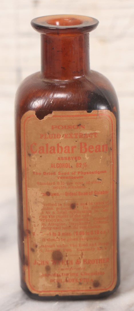 Lot 072 - Grouping Of Six Antique Bottles Including Donovan's Solution From Gilman Brother Inc., Boston, Mercury Chalk From James E. Signorelli, Everett, Massachusetts, Calabar Bean Extract From John Wyeth & Brother, Philadelphia, And Others