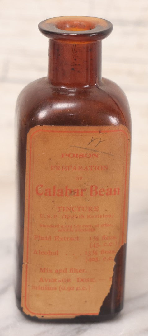Lot 072 - Grouping Of Six Antique Bottles Including Donovan's Solution From Gilman Brother Inc., Boston, Mercury Chalk From James E. Signorelli, Everett, Massachusetts, Calabar Bean Extract From John Wyeth & Brother, Philadelphia, And Others