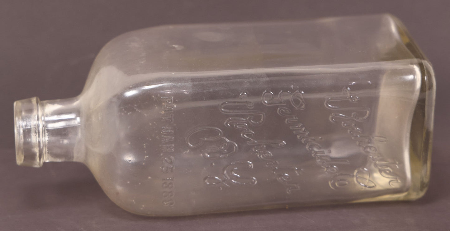 Lot 076 - Grouping Of Three Antique Clear Glass Bottles Including Embalming Supply Co., Westport, Connecticut, Rochester Germicide Co., Rochester, New York, And G.S. Stoddard & Co., New York