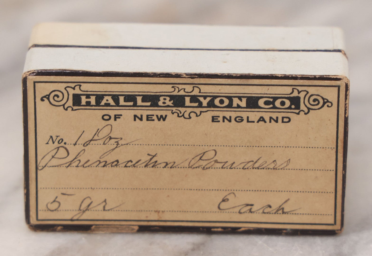 Lot 078 - Grouping Of Eight Antique Apothecary Items Including Amber Bottle With "G.C. Oval" Label, Balsam Bottle, Hall & Lyon Co. Pill Box, Carter's Laxative Vial, Wheeler Pharmacist Vial, Sharon, M.A., Glycerine Jelly Bottle, & John Bull Eye Wash Cup