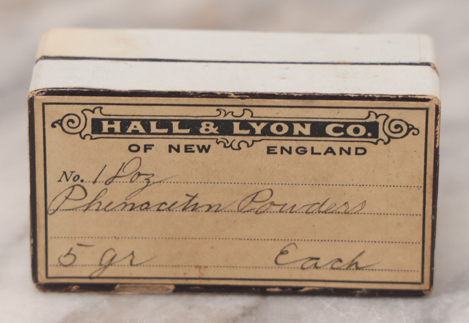 Lot 078 - Grouping Of Eight Antique Apothecary Items Including Amber Bottle With "G.C. Oval" Label, Balsam Bottle, Hall & Lyon Co. Pill Box, Carter's Laxative Vial, Wheeler Pharmacist Vial, Sharon, M.A., Glycerine Jelly Bottle, & John Bull Eye Wash Cup