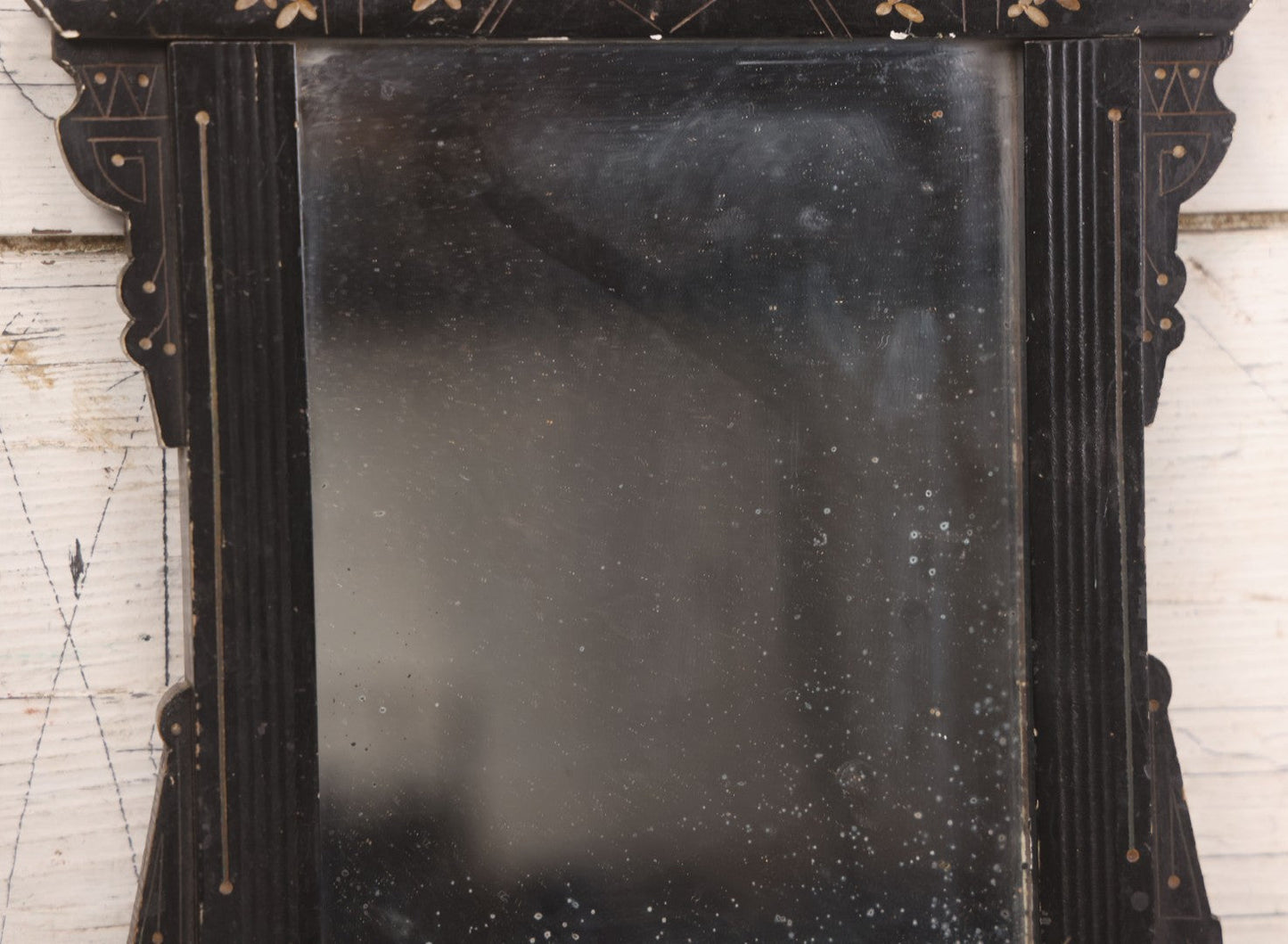 Lot 088 - Antique Ebonized Etched Wood Eastlake Frame With Mirror, 10-1/2" x 13-1/4"