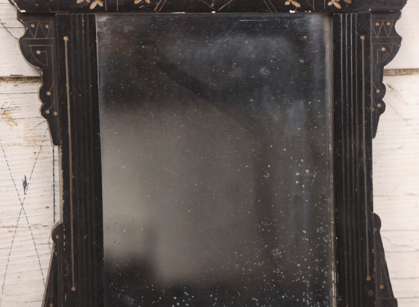 Lot 088 - Antique Ebonized Etched Wood Eastlake Frame With Mirror, 10-1/2" x 13-1/4"