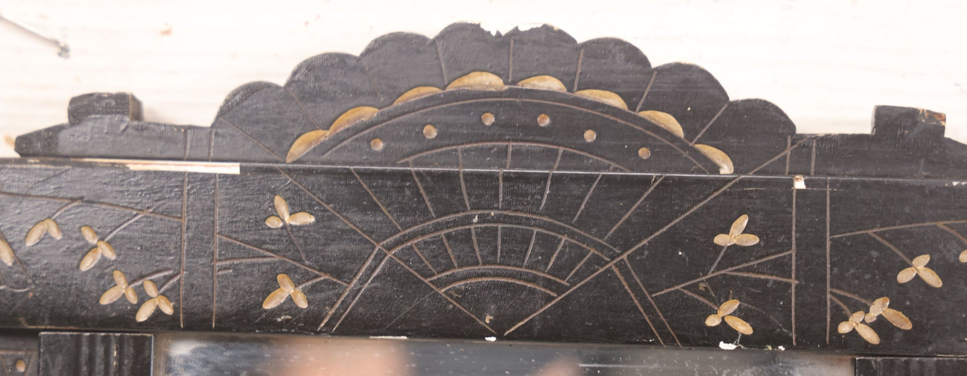 Lot 088 - Antique Ebonized Etched Wood Eastlake Frame With Mirror, 10-1/2" x 13-1/4"