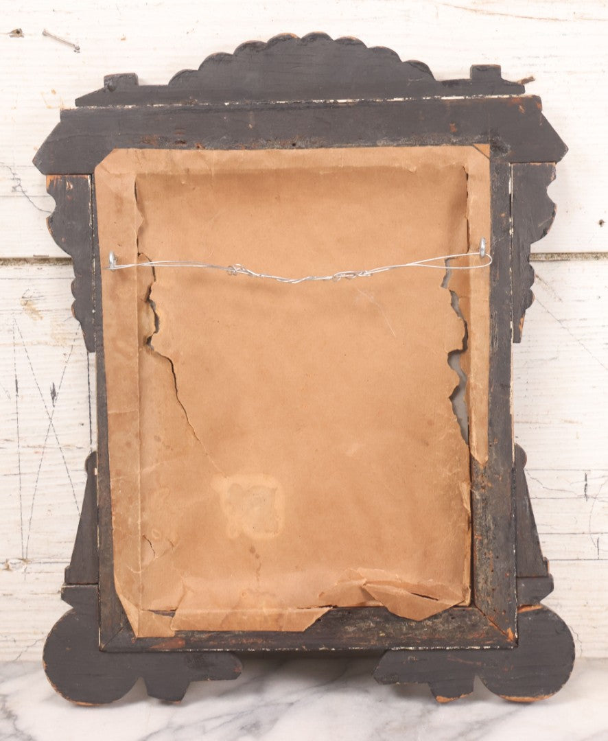 Lot 088 - Antique Ebonized Etched Wood Eastlake Frame With Mirror, 10-1/2" x 13-1/4"