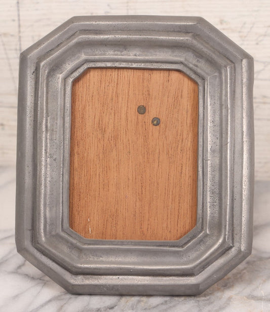 Lot 089 - Antique German Pewter Octagonal Picture Frame With Hallmark, 6-1/2" x 7-1/2"