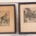Lot 092 - Pair Of Antique Austrian Etching Prints Including Sievering Parish Church, Vienna, And Market Scene, Artist Signed In Pencil Illegibly, 6-3/4" X 8-3/4" And 6-1/4" X 8-1/4"