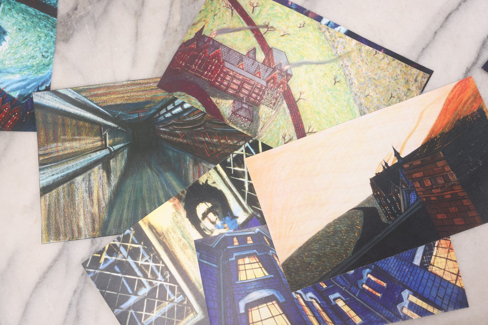 Lot 099 - Grouping Of 50+ Vintage Kodak Snapshot Photographs And Clippings From Art Books Of Works By Michael Ramseur, Pastel Artist, Including Depictions Of Danvers, Mass Abandoned Lunatic Hospital And The M.B.T.A.