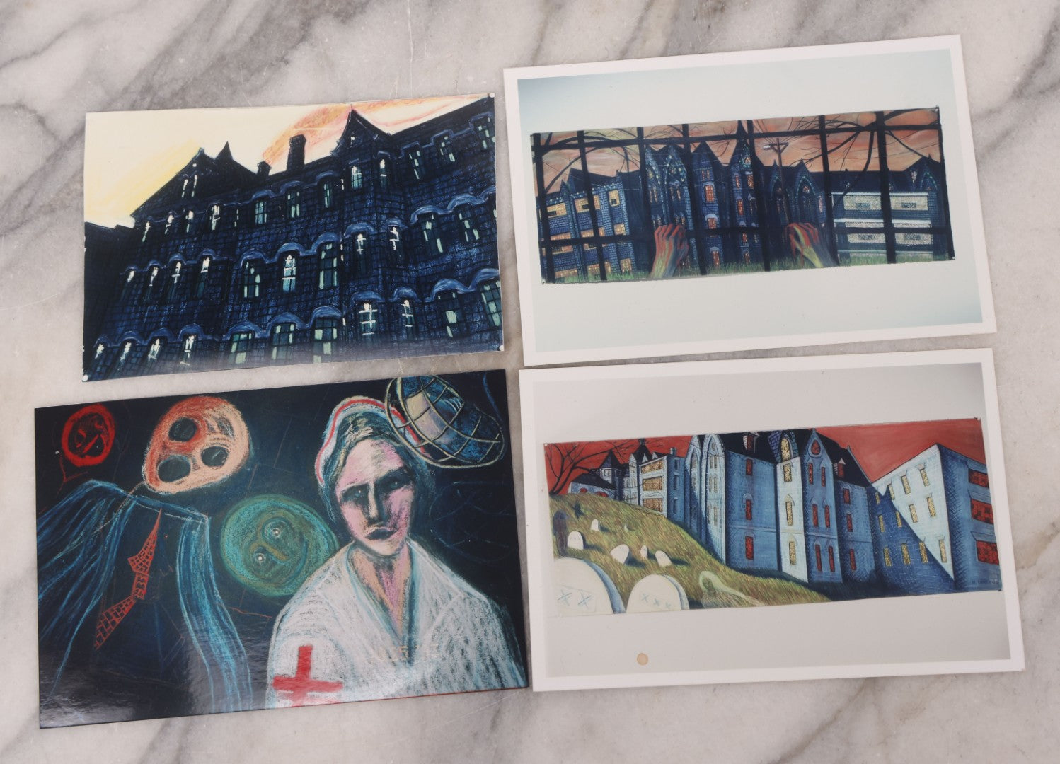 Lot 099 - Grouping Of 50+ Vintage Kodak Snapshot Photographs And Clippings From Art Books Of Works By Michael Ramseur, Pastel Artist, Including Depictions Of Danvers, Mass Abandoned Lunatic Hospital And The M.B.T.A.