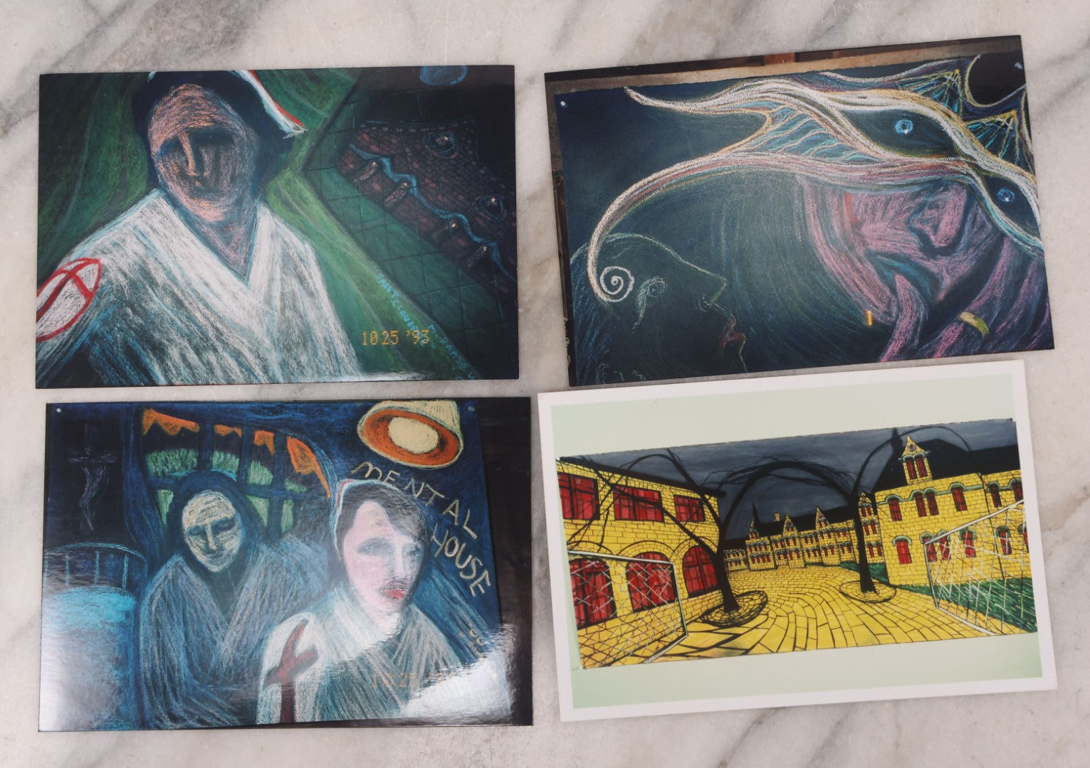 Lot 099 - Grouping Of 50+ Vintage Kodak Snapshot Photographs And Clippings From Art Books Of Works By Michael Ramseur, Pastel Artist, Including Depictions Of Danvers, Mass Abandoned Lunatic Hospital And The M.B.T.A.