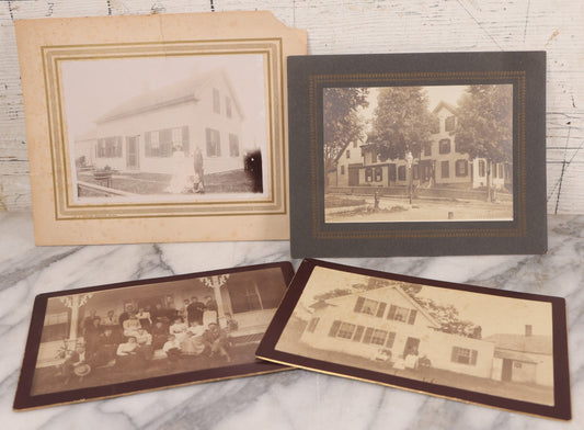 Lot 101 - Grouping Of Four Antique Boarded Photos Of Large Colonial Houses And Families