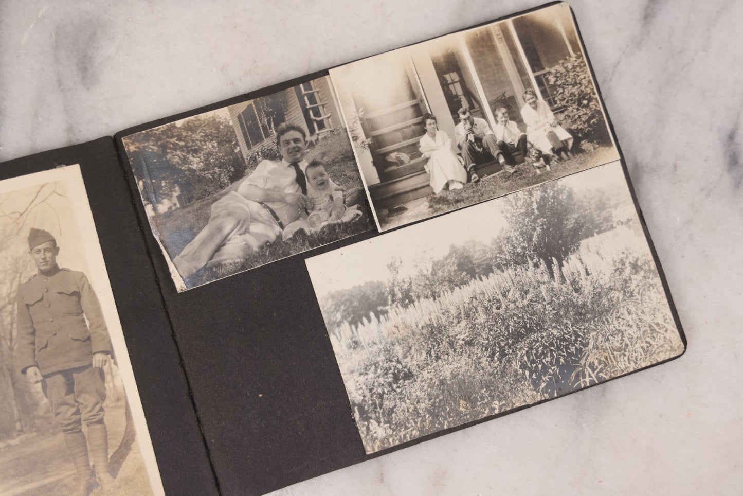 Lot 102 - Grouping Of 10+ Antique Photos With Various Subjects, Ephemera And More, Including Set Of Snapshot Album Pages Loosely Bound Without Covers, Tintype, Calling Card, And Boarded Photos