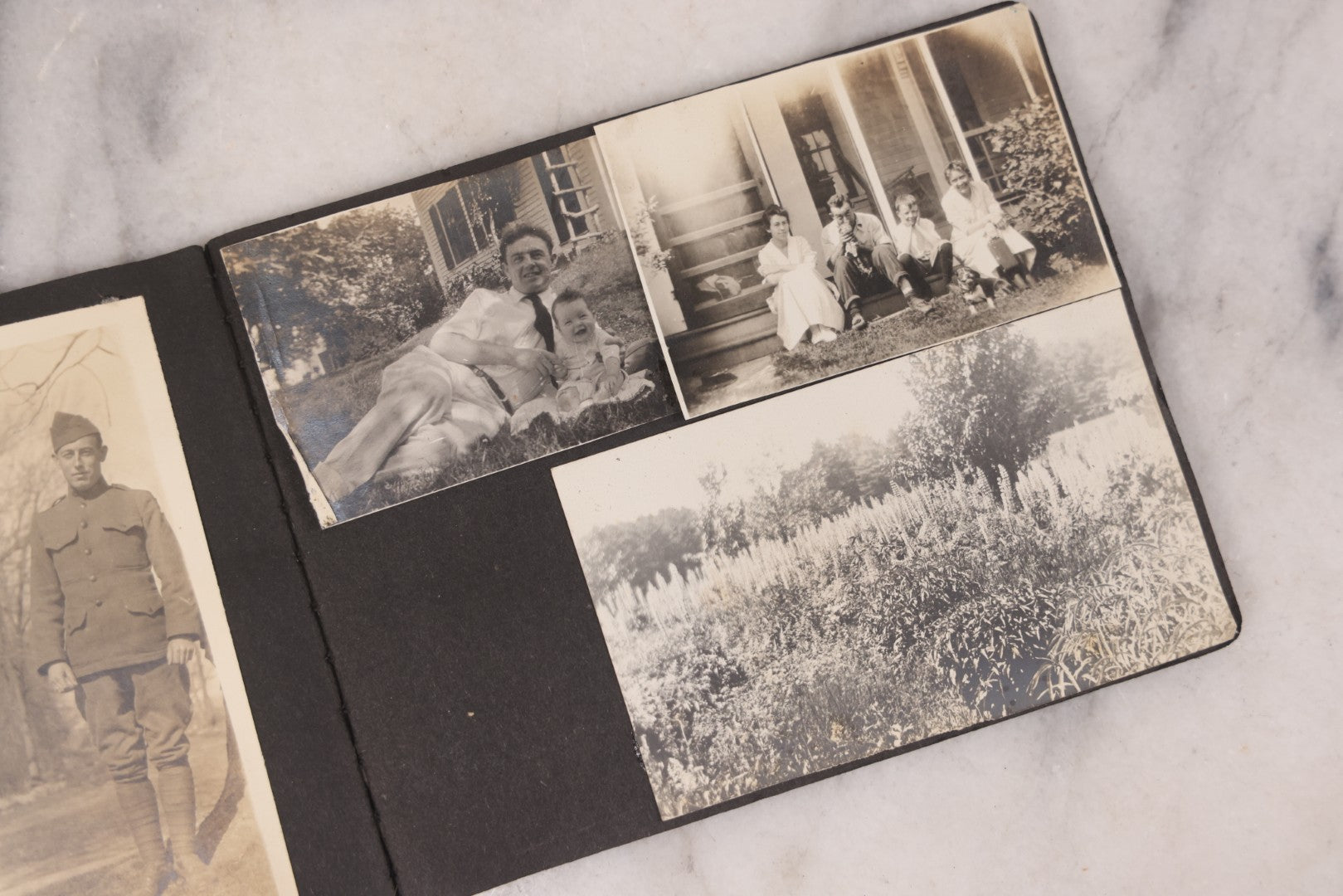 Lot 102 - Grouping Of 10+ Antique Photos With Various Subjects, Ephemera And More, Including Set Of Snapshot Album Pages Loosely Bound Without Covers, Tintype, Calling Card, And Boarded Photos