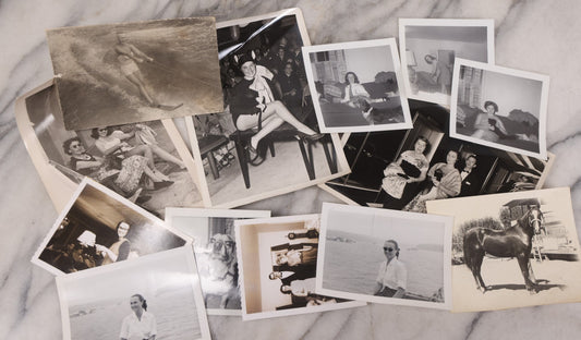 Lot 103 - Grouping Of Thirteen Vintage Snapshot And Other Mixed Photographs Including Woman In Costume, M.G. Conference, Woman With Cat And Dog, Postcard Of Woman Water Skiing, Horse, Circa 1960s