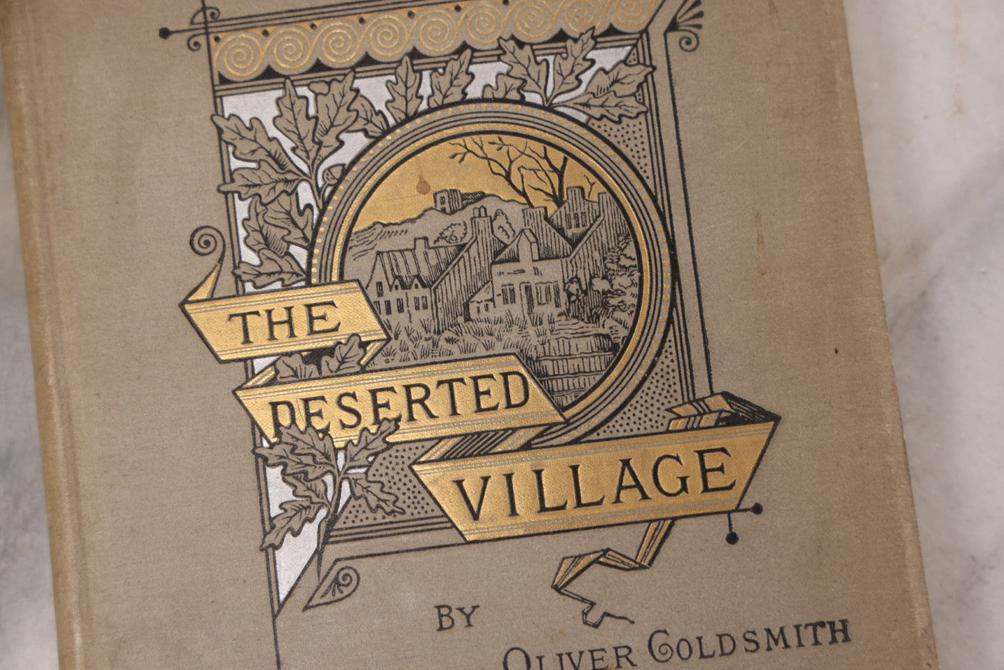 Lot 108 - "The Deserted Village" Antique Poetry Book By Oliver Goldsmith, Christmas 1889 Pencil Inscription, 30+ Illustrations 