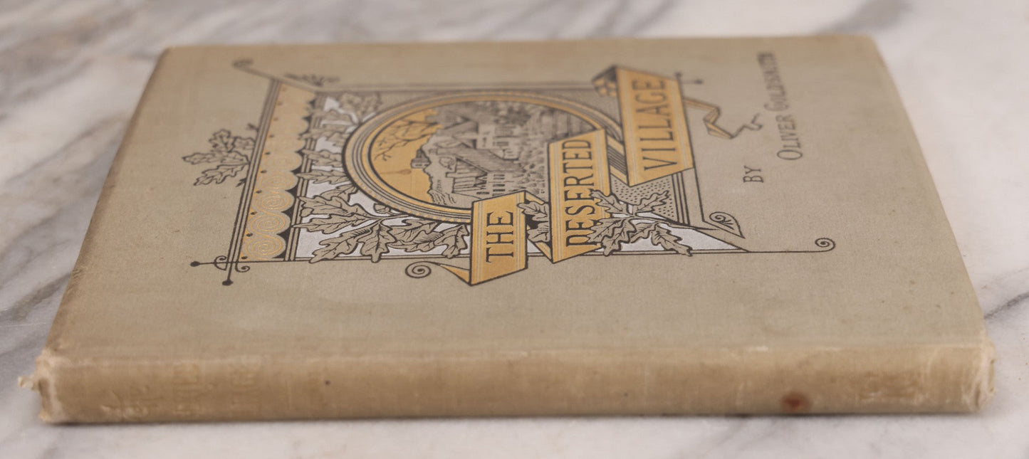 Lot 108 - "The Deserted Village" Antique Poetry Book By Oliver Goldsmith, Christmas 1889 Pencil Inscription, 30+ Illustrations 
