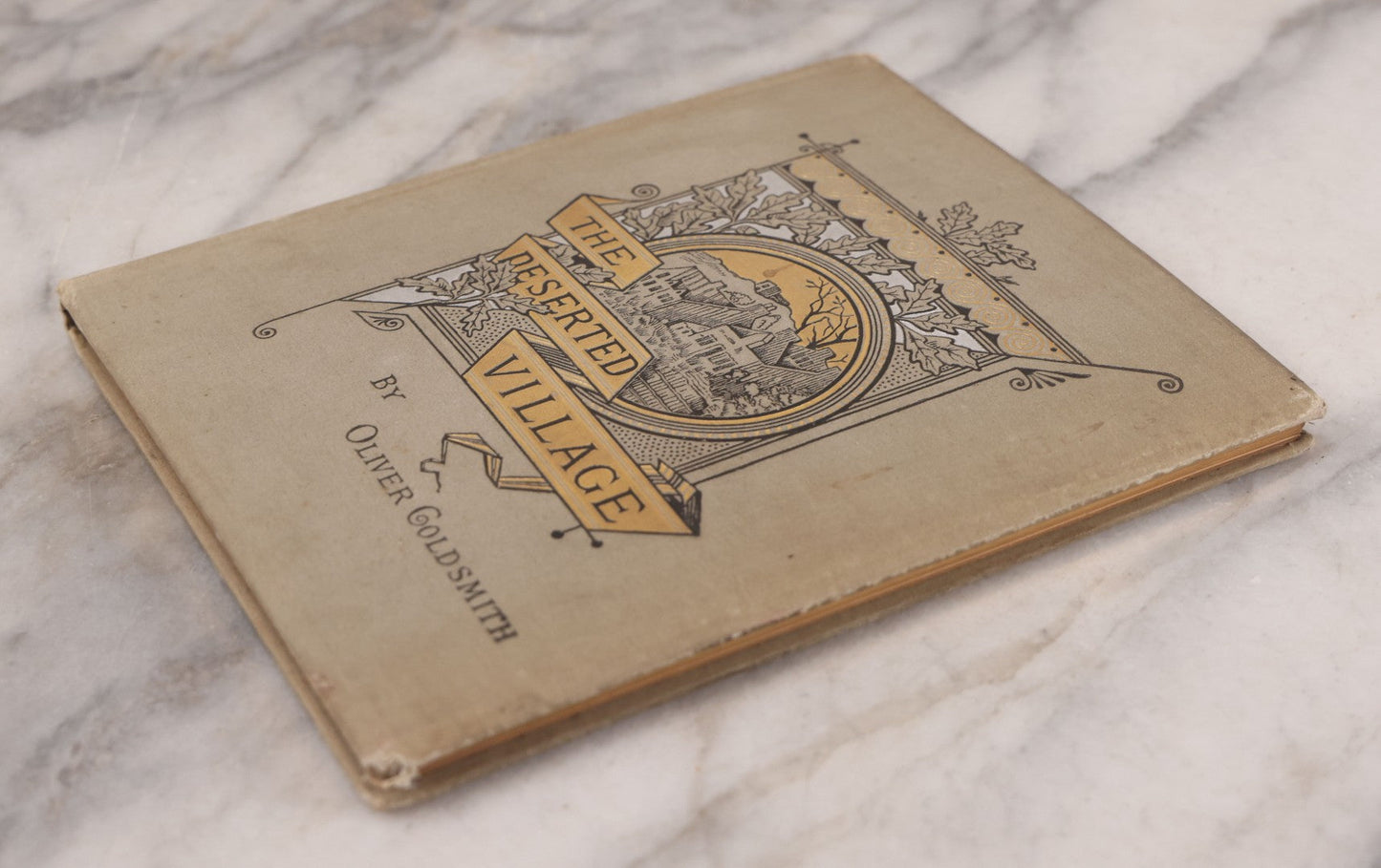 Lot 108 - "The Deserted Village" Antique Poetry Book By Oliver Goldsmith, Christmas 1889 Pencil Inscription, 30+ Illustrations 