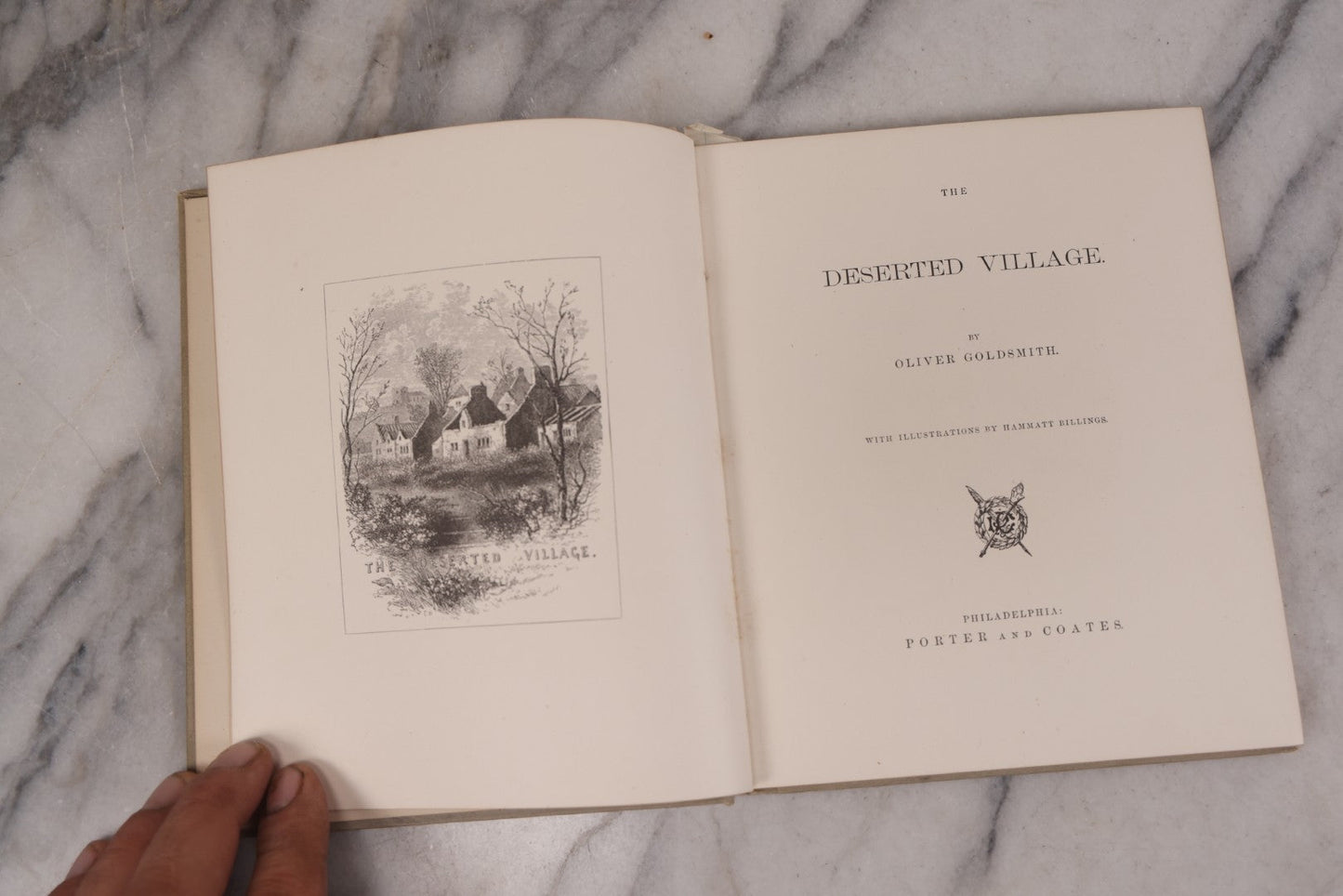 Lot 108 - "The Deserted Village" Antique Poetry Book By Oliver Goldsmith, Christmas 1889 Pencil Inscription, 30+ Illustrations 