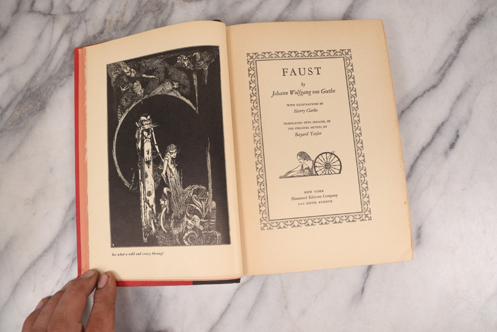 Lot 113 - "Faust" Vintage Book By Johann Wolfgang Goethe, Translated By Bayard Taylor, Illustrated By Harry Clarke, Published By Illustrated Editions Company, New York, Circa 1930s