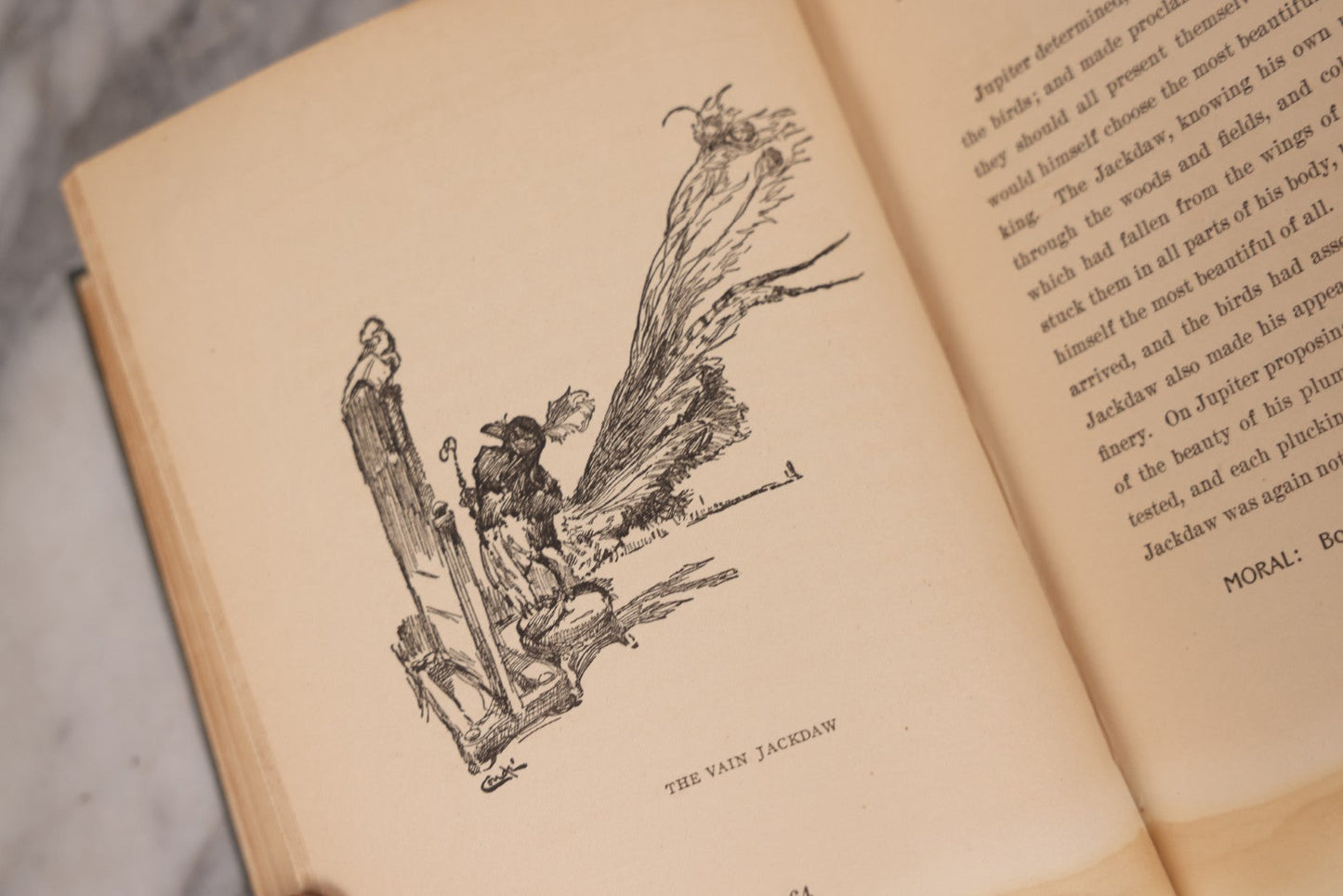 Lot 117 - "Aesop's Fables" Antique Book With Introduction By Elizabeth Luther Cary, Illustrated By J.M. Condé, Lithographed Cover, Published By The Platt & Peck Co., New York, Copyright 1913, Note Water Damage.