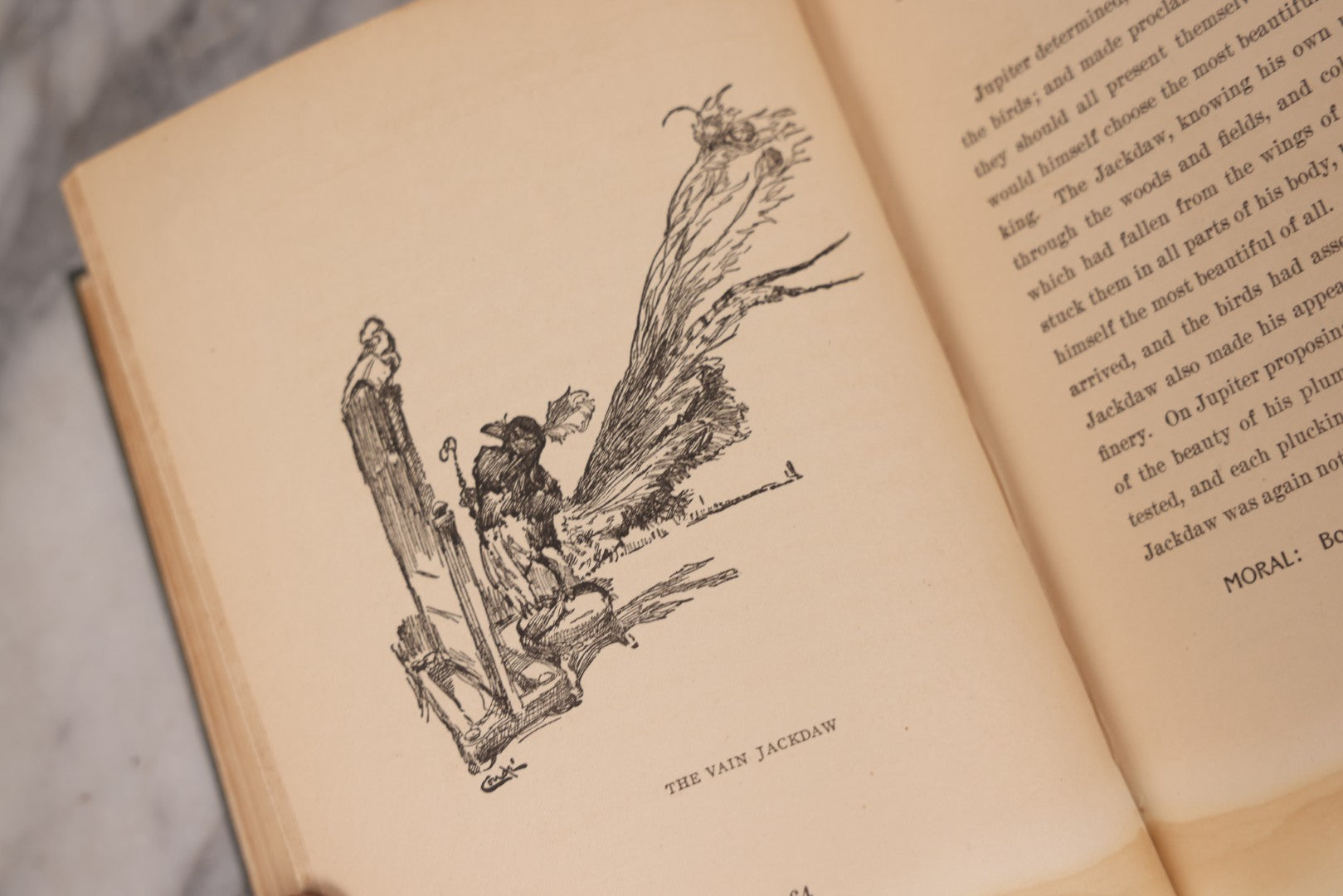 Lot 117 - "Aesop's Fables" Antique Book With Introduction By Elizabeth Luther Cary, Illustrated By J.M. Condé, Lithographed Cover, Published By The Platt & Peck Co., New York, Copyright 1913, Note Water Damage.