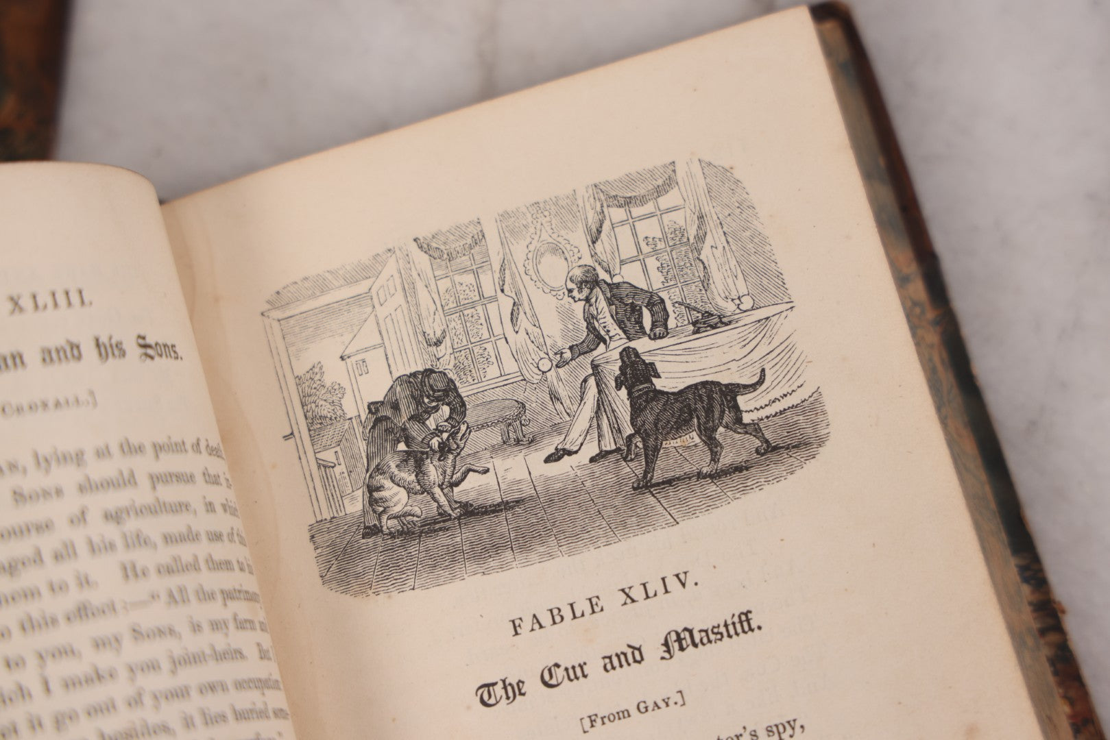 Lot 118 - "Flowers Of Fable" Antique Book With 150 Wood Engravings, Published By Vizetelly, Branston And Co., London, 1832, Bookplate Of Harry H. Baber, Detached Cover Board And Loose Title Page