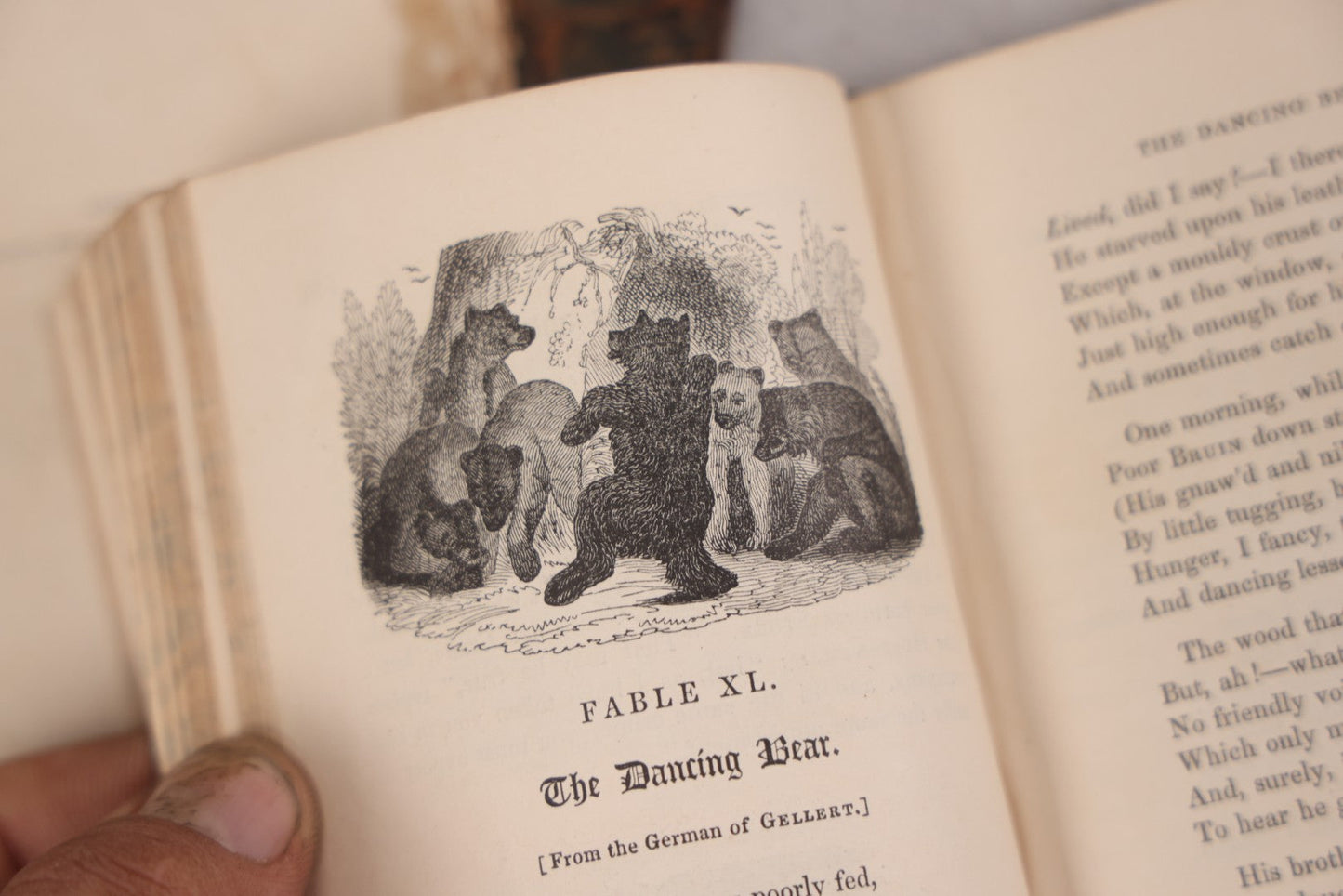 Lot 118 - "Flowers Of Fable" Antique Book With 150 Wood Engravings, Published By Vizetelly, Branston And Co., London, 1832, Bookplate Of Harry H. Baber, Detached Cover Board And Loose Title Page