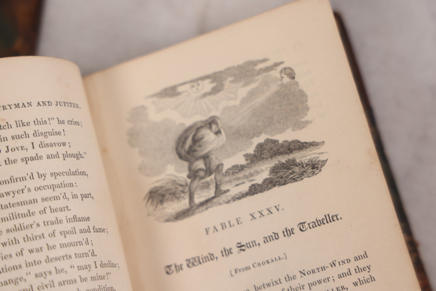 Lot 118 - "Flowers Of Fable" Antique Book With 150 Wood Engravings, Published By Vizetelly, Branston And Co., London, 1832, Bookplate Of Harry H. Baber, Detached Cover Board And Loose Title Page