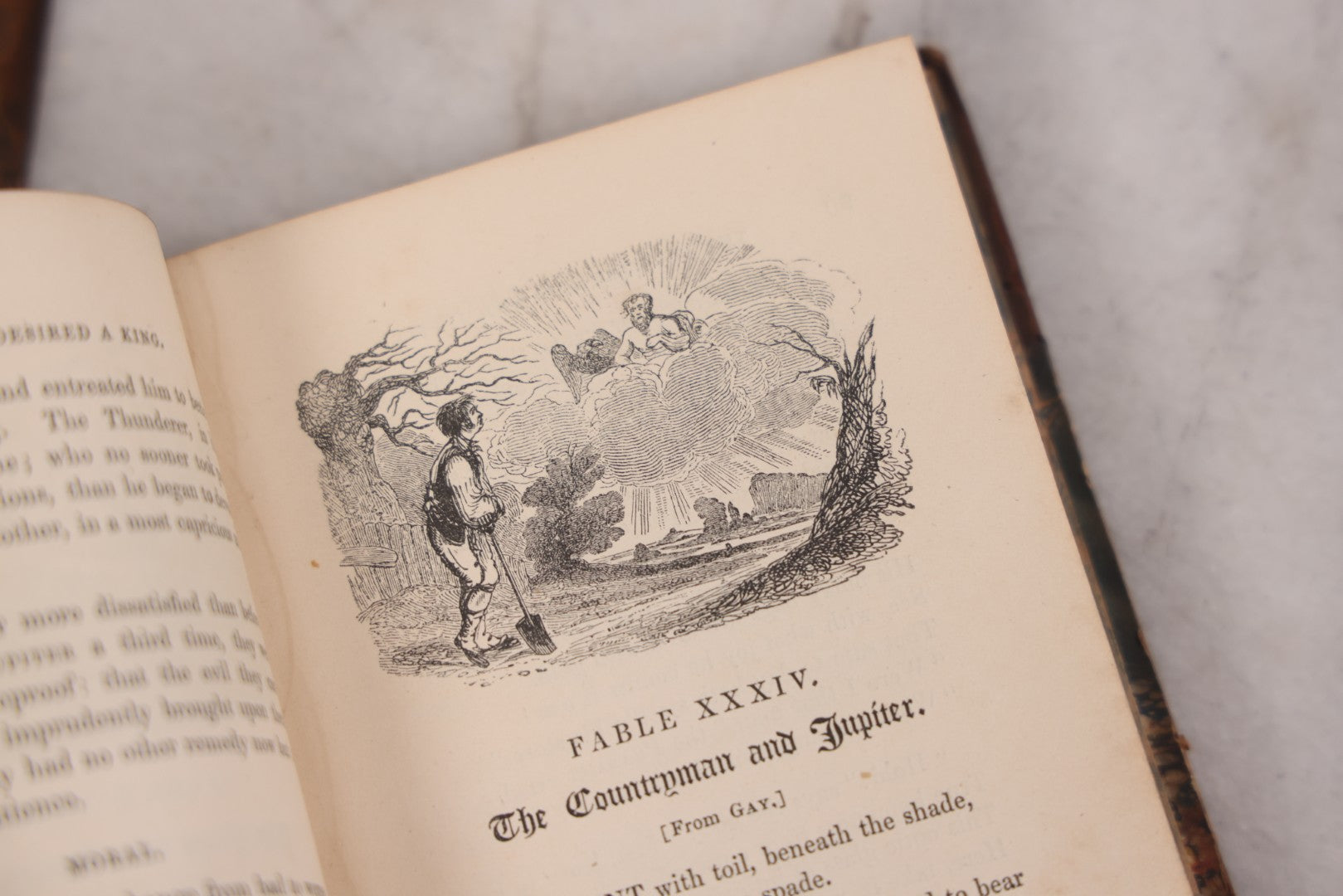 Lot 118 - "Flowers Of Fable" Antique Book With 150 Wood Engravings, Published By Vizetelly, Branston And Co., London, 1832, Bookplate Of Harry H. Baber, Detached Cover Board And Loose Title Page