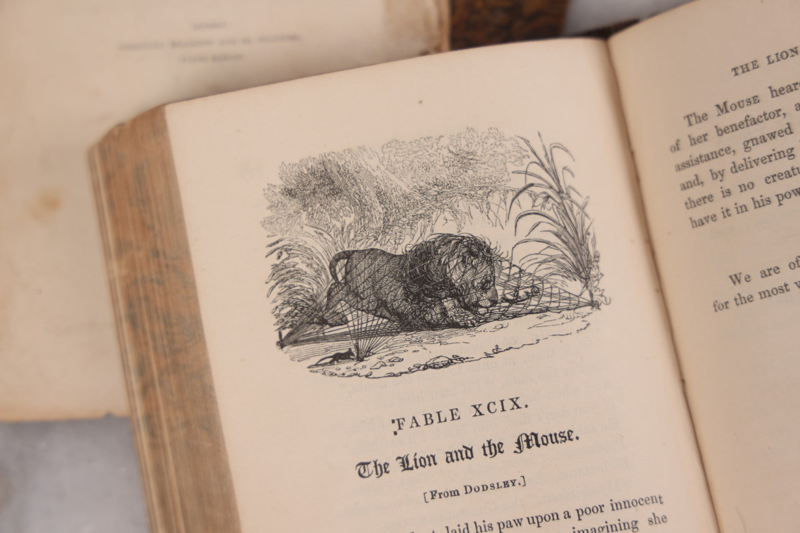 Lot 118 - "Flowers Of Fable" Antique Book With 150 Wood Engravings, Published By Vizetelly, Branston And Co., London, 1832, Bookplate Of Harry H. Baber, Detached Cover Board And Loose Title Page