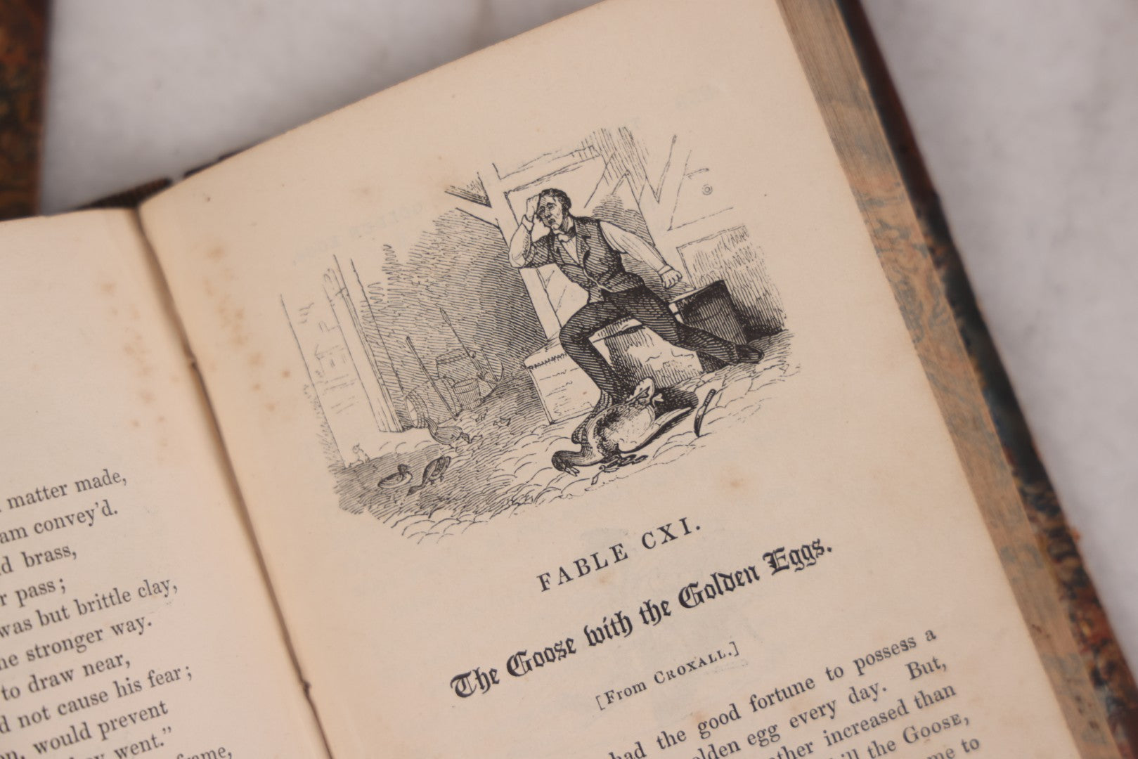 Lot 118 - "Flowers Of Fable" Antique Book With 150 Wood Engravings, Published By Vizetelly, Branston And Co., London, 1832, Bookplate Of Harry H. Baber, Detached Cover Board And Loose Title Page