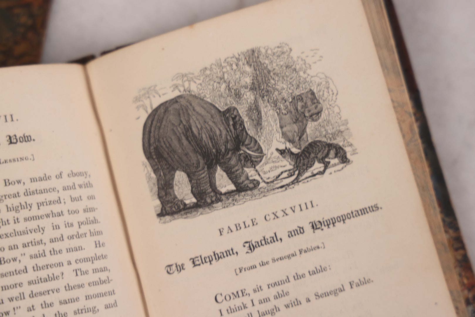 Lot 118 - "Flowers Of Fable" Antique Book With 150 Wood Engravings, Published By Vizetelly, Branston And Co., London, 1832, Bookplate Of Harry H. Baber, Detached Cover Board And Loose Title Page