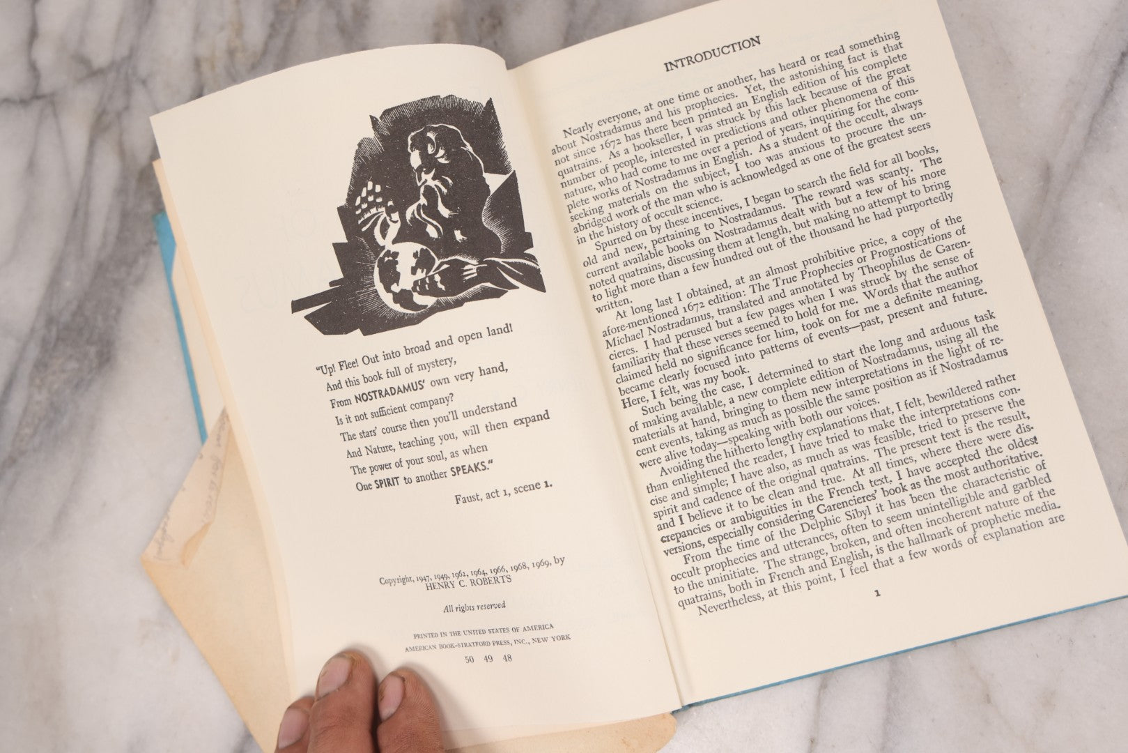 Lot 121 - "The Complete Prophecies Of Nostradamus" Vintage Book Translated, Edited, And Interpreted By Henry C. Roberts, Published By Nostradamus Co., Oyster Bay, New York, 1969