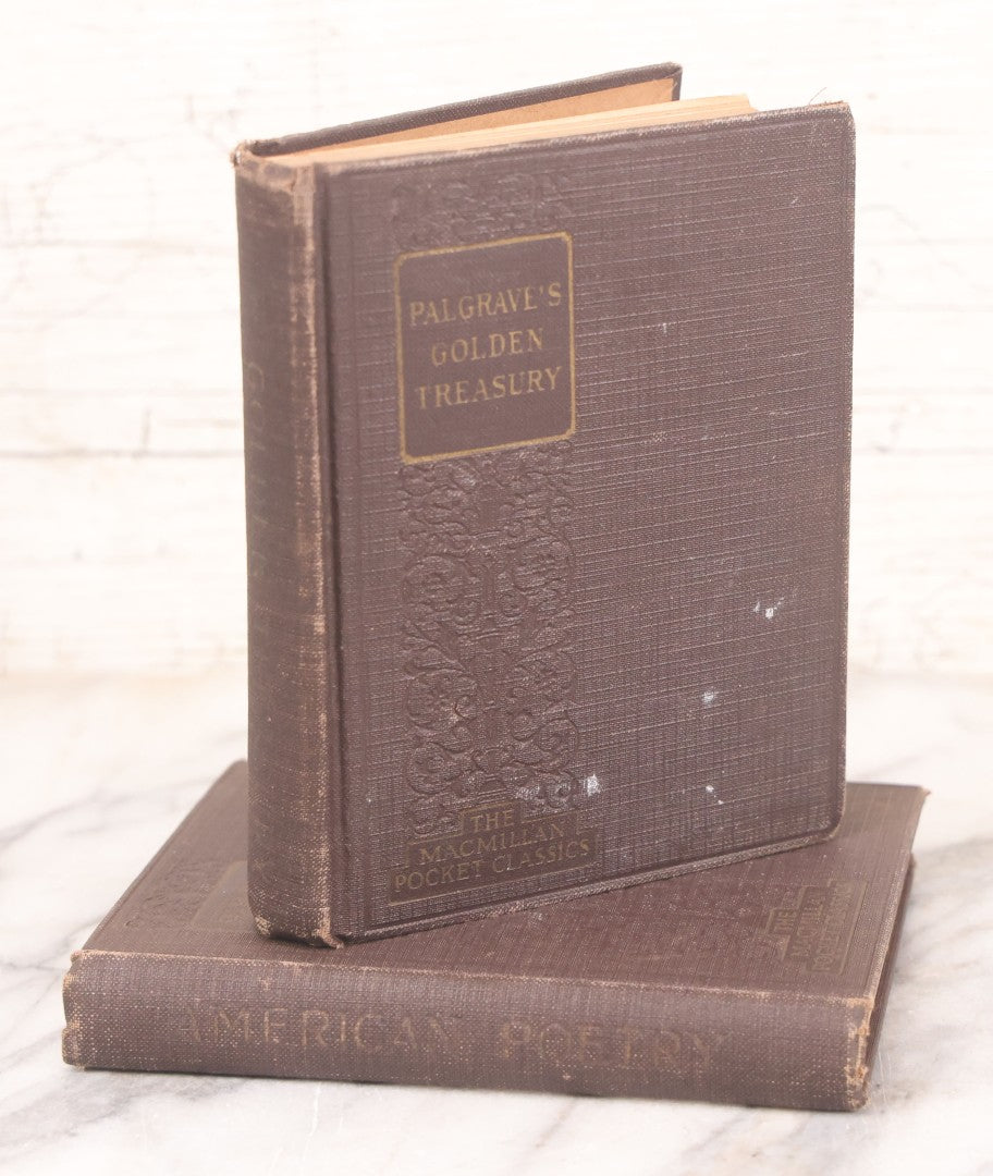 Lot 123 - Pair Of Vintage Books Including "Selections From American Poetry" With Works By Poe, Longfellow, Lowell, And Whittier, 1927, And "Palgrave's Golden Treasury" By Francis T. Palgrave, 1925, "Macmillan Pocket Classics," The Macmillan Company, N.Y.