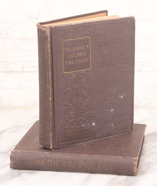 Lot 123 - Pair Of Vintage Books Including "Selections From American Poetry" With Works By Poe, Longfellow, Lowell, And Whittier, 1927, And "Palgrave's Golden Treasury" By Francis T. Palgrave, 1925, "Macmillan Pocket Classics," The Macmillan Company, N.Y.