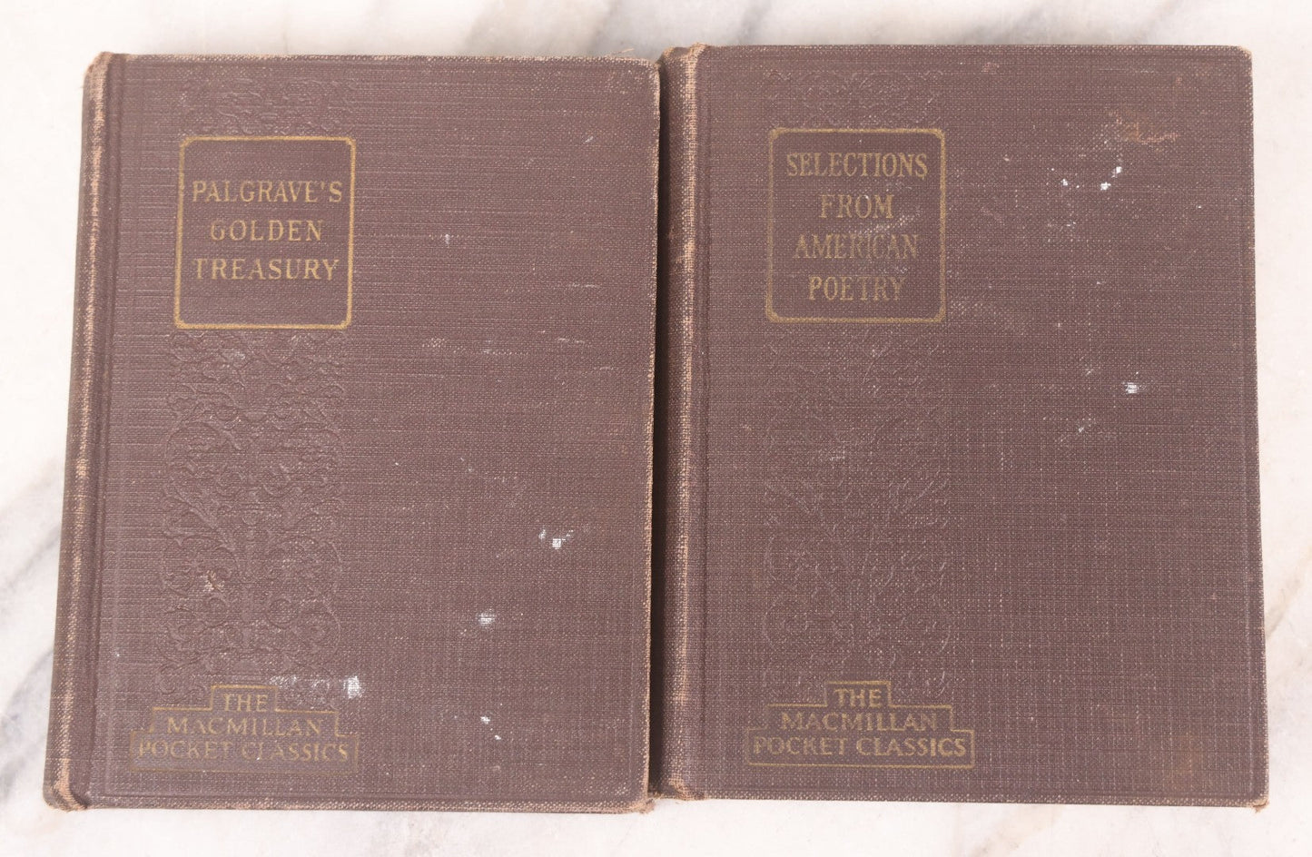 Lot 123 - Pair Of Vintage Books Including "Selections From American Poetry" With Works By Poe, Longfellow, Lowell, And Whittier, 1927, And "Palgrave's Golden Treasury" By Francis T. Palgrave, 1925, "Macmillan Pocket Classics," The Macmillan Company, N.Y.