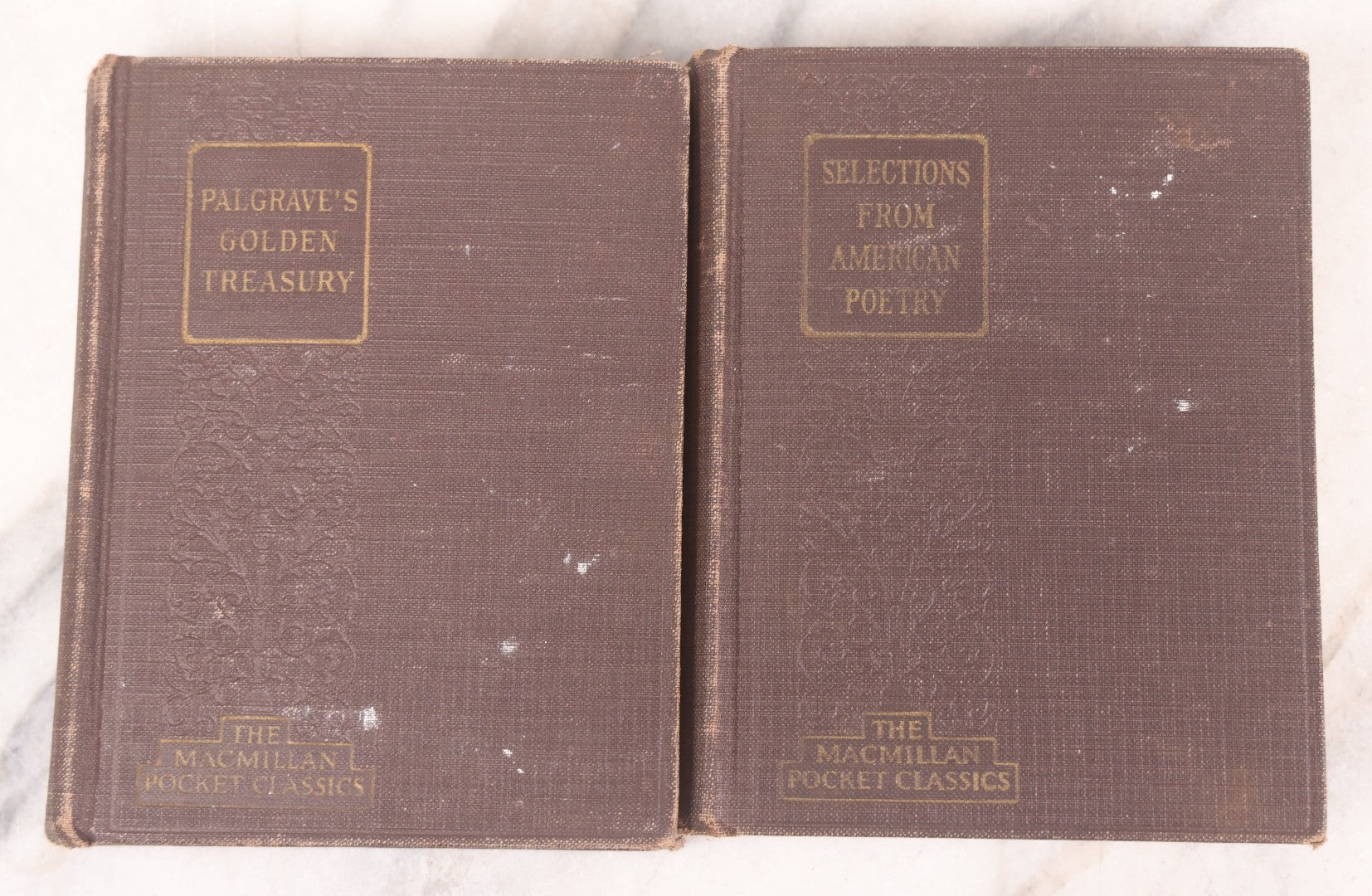 Lot 123 - Pair Of Vintage Books Including "Selections From American Poetry" With Works By Poe, Longfellow, Lowell, And Whittier, 1927, And "Palgrave's Golden Treasury" By Francis T. Palgrave, 1925, "Macmillan Pocket Classics," The Macmillan Company, N.Y.