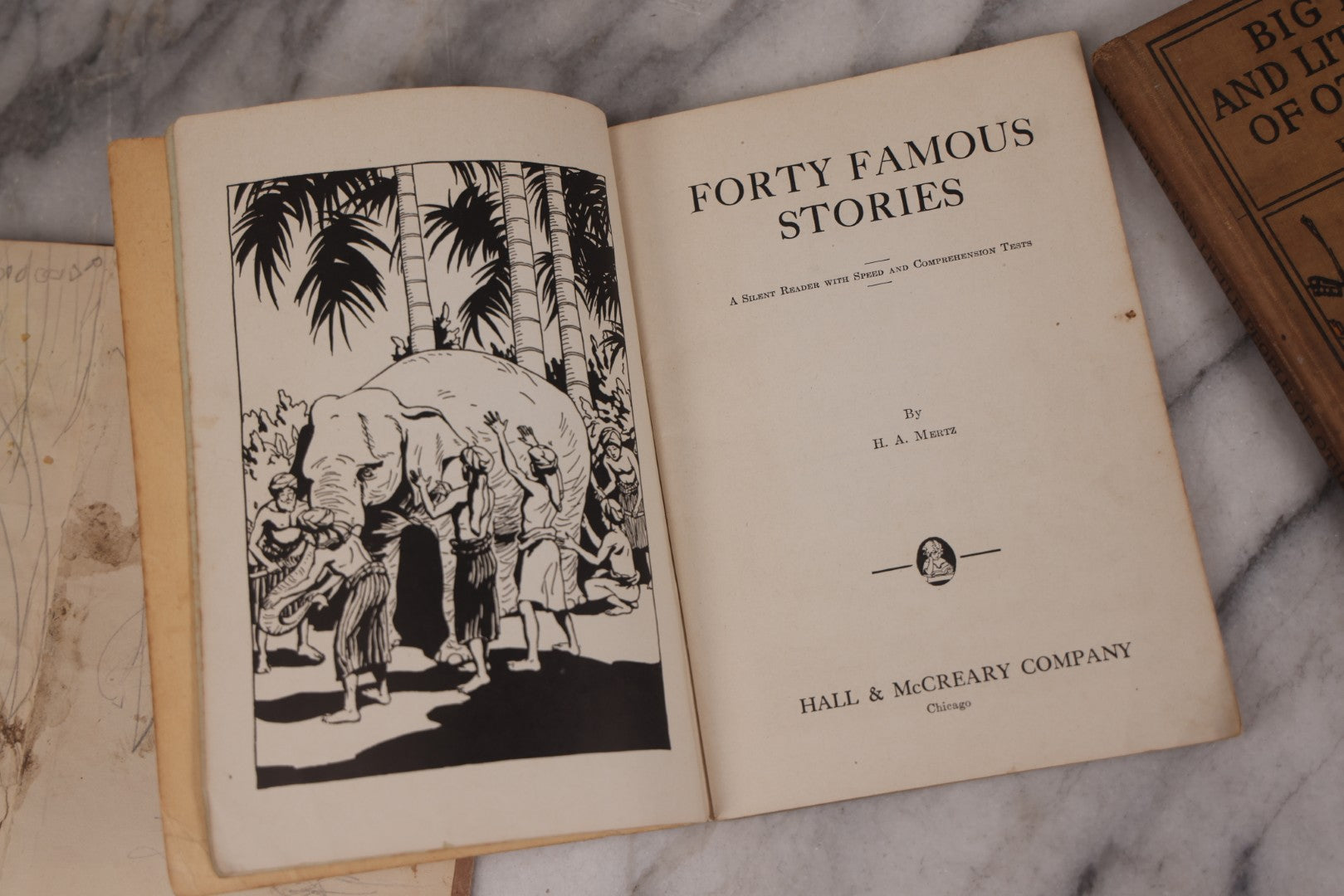 Lot 124 - Grouping Of Three Antique Books For Children: "Zweite Lesebuch" (Second Reader) German Language Instruction Book (1886), "Big People And Little People Of Other Lands" By Edward R. Shaw (1900), And "Forty Famous Stories" By H.A. Mertz (1936)