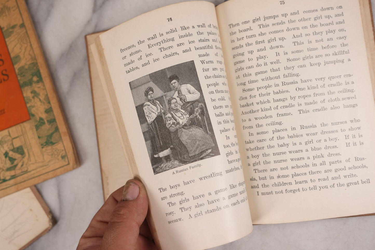 Lot 124 - Grouping Of Three Antique Books For Children: "Zweite Lesebuch" (Second Reader) German Language Instruction Book (1886), "Big People And Little People Of Other Lands" By Edward R. Shaw (1900), And "Forty Famous Stories" By H.A. Mertz (1936)